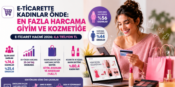 E-Ticarette Kadınlar Önde: En Fazla Harcama Giyim ve Kozmetiğe